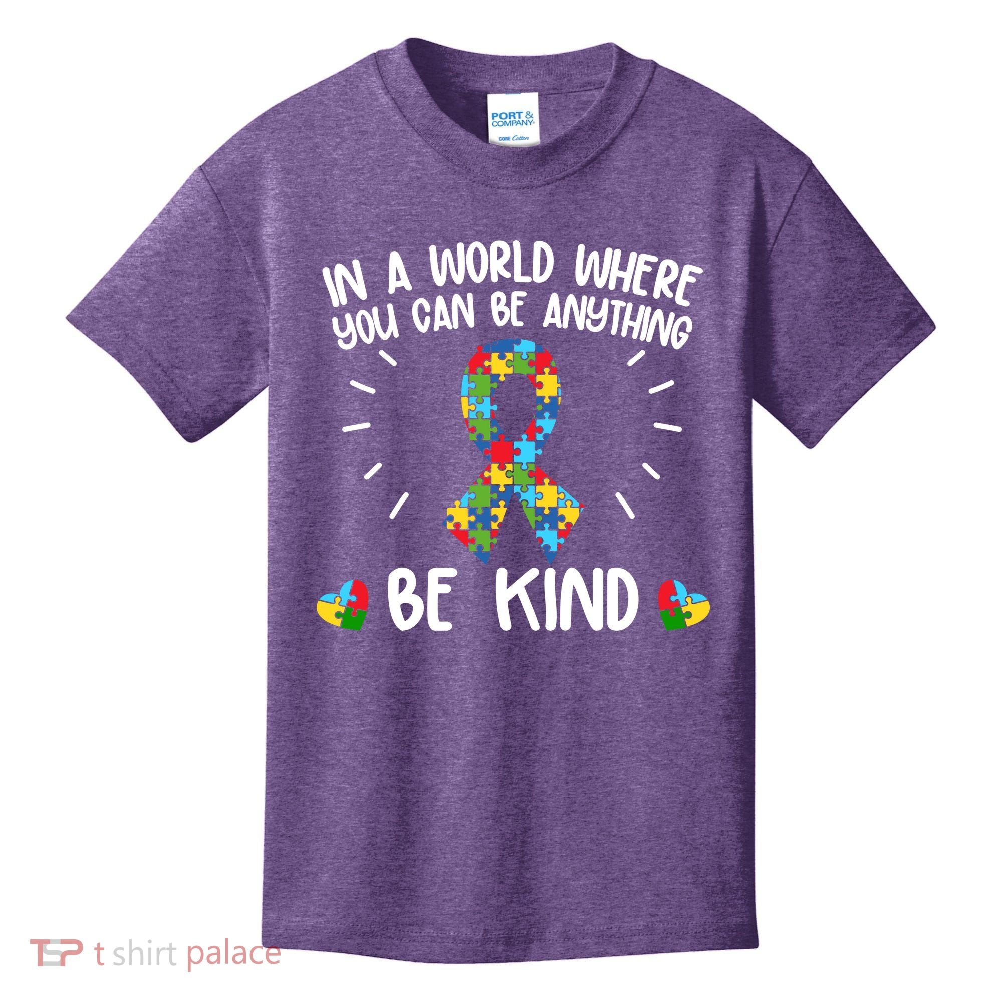 Be Kind Motivational Autism Awareness Slogan Autism Puzzle Message Kids T-Shirt