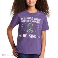 Be Kind Motivational Autism Awareness Slogan Autism Puzzle Message Kids T-Shirt thumb 2
