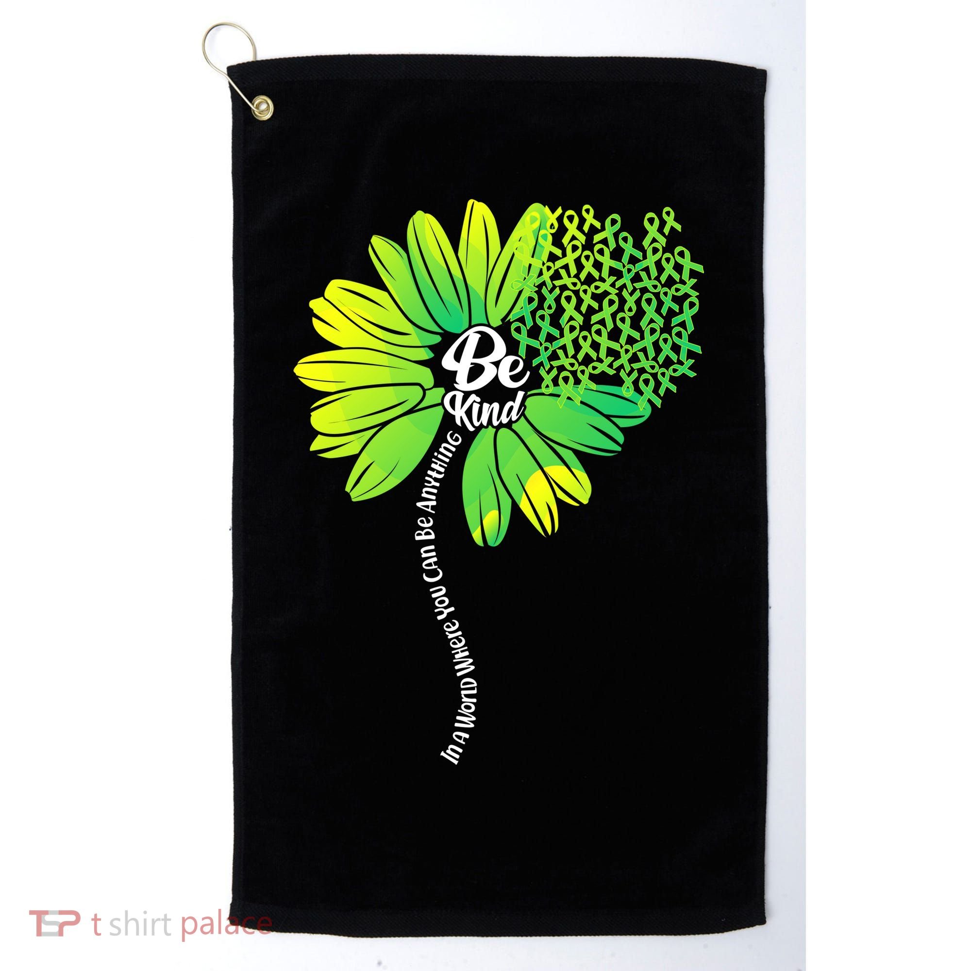 Be Kind Mental Health Awareness Flower Golf Towel
