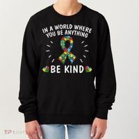 Be Kind Motivational Autism Awareness Slogan Autism Puzzle Message Women's Sweatshirt thumb 0