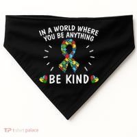 Be Kind Motivational Autism Awareness Slogan Autism Puzzle Message USA-Made Doggie Bandana thumb 0