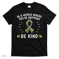 Be Kind Motivational Autism Awareness Slogan Autism Puzzle Message T-Shirt thumb 0