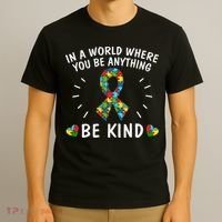 Be Kind Motivational Autism Awareness Slogan Autism Puzzle Message T-Shirt thumb 3