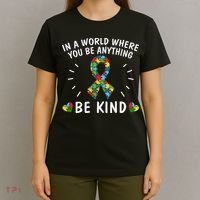 Be Kind Motivational Autism Awareness Slogan Autism Puzzle Message T-Shirt thumb 4