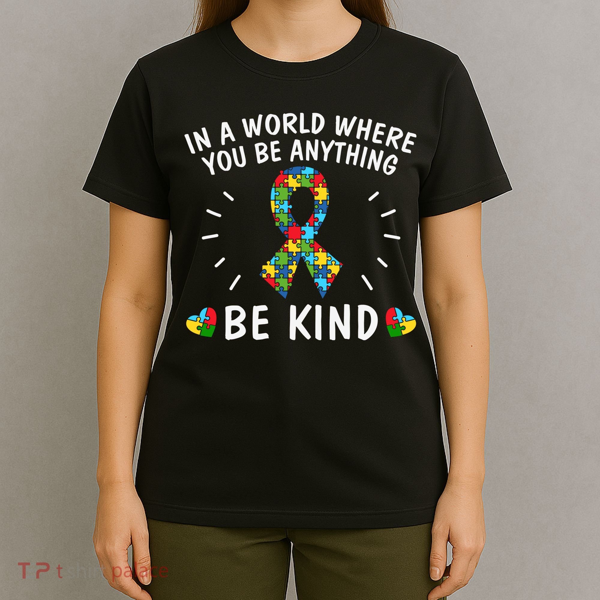Be Kind Motivational Autism Awareness Slogan Autism Puzzle Message T-Shirt
