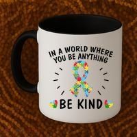 Be Kind Motivational Autism Awareness Slogan Autism Puzzle Message Coffee Mug thumb 2