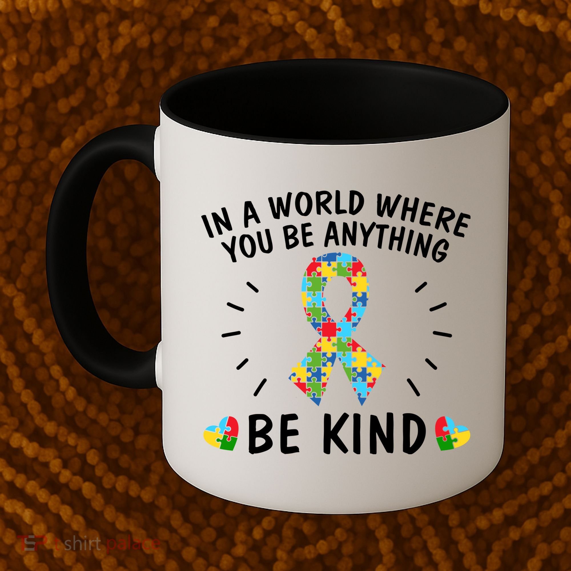 Be Kind Motivational Autism Awareness Slogan Autism Puzzle Message Coffee Mug