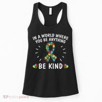 Be Kind Motivational Autism Awareness Slogan Autism Puzzle Message Women's Tank Top thumb 0