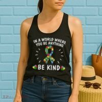 Be Kind Motivational Autism Awareness Slogan Autism Puzzle Message Women's Tank Top thumb 2