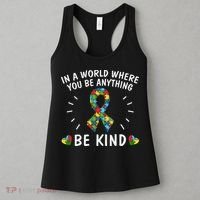 Be Kind Motivational Autism Awareness Slogan Autism Puzzle Message Women's Tank Top thumb 3