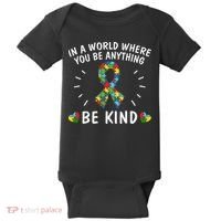 Be Kind Motivational Autism Awareness Slogan Autism Puzzle Message Baby Bodysuit thumb 0