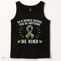 Be Kind Motivational Autism Awareness Slogan Autism Puzzle Message Tank Top thumb 2