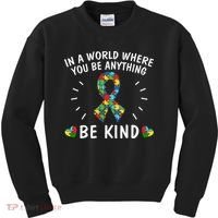 Be Kind Motivational Autism Awareness Slogan Autism Puzzle Message Kids Sweatshirt thumb 0