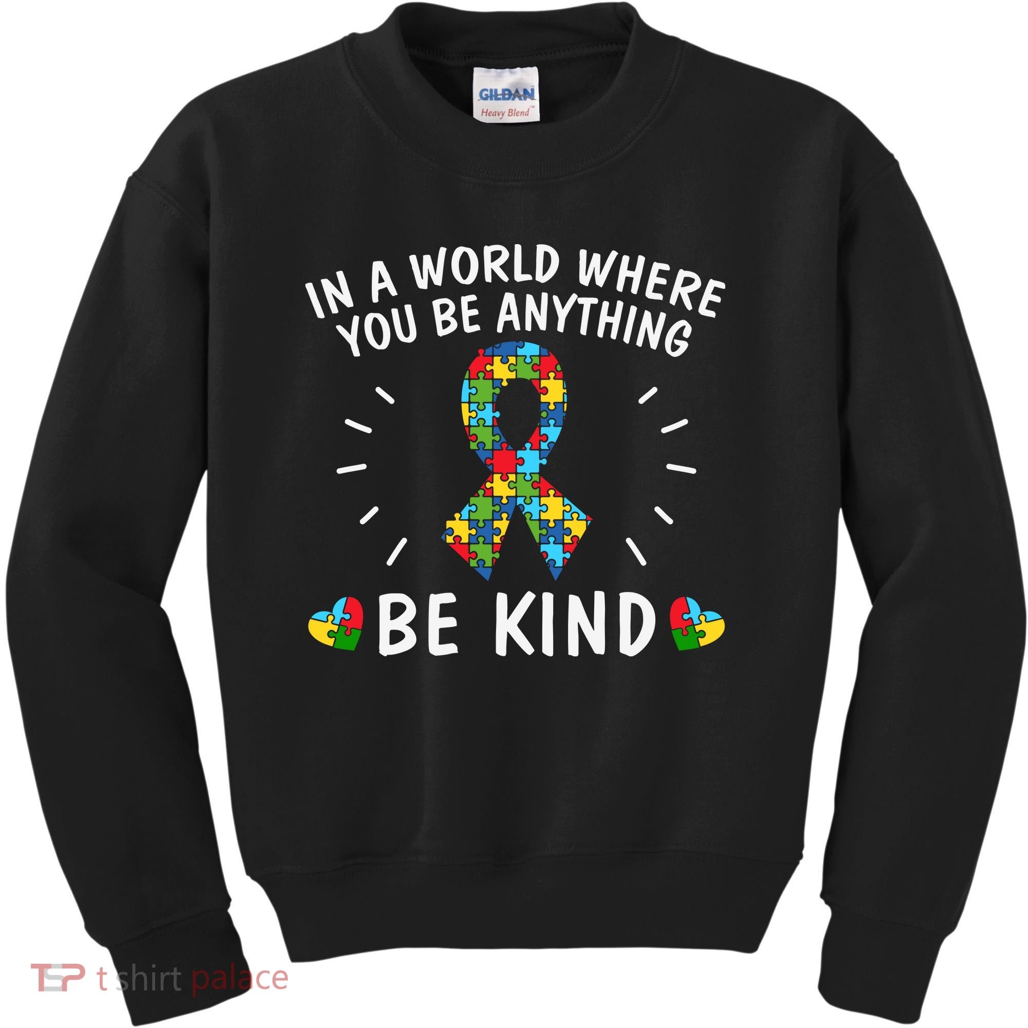 Be Kind Motivational Autism Awareness Slogan Autism Puzzle Message Kids Sweatshirt