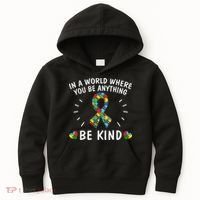 Be Kind Motivational Autism Awareness Slogan Autism Puzzle Message Kids Hoodie thumb 0
