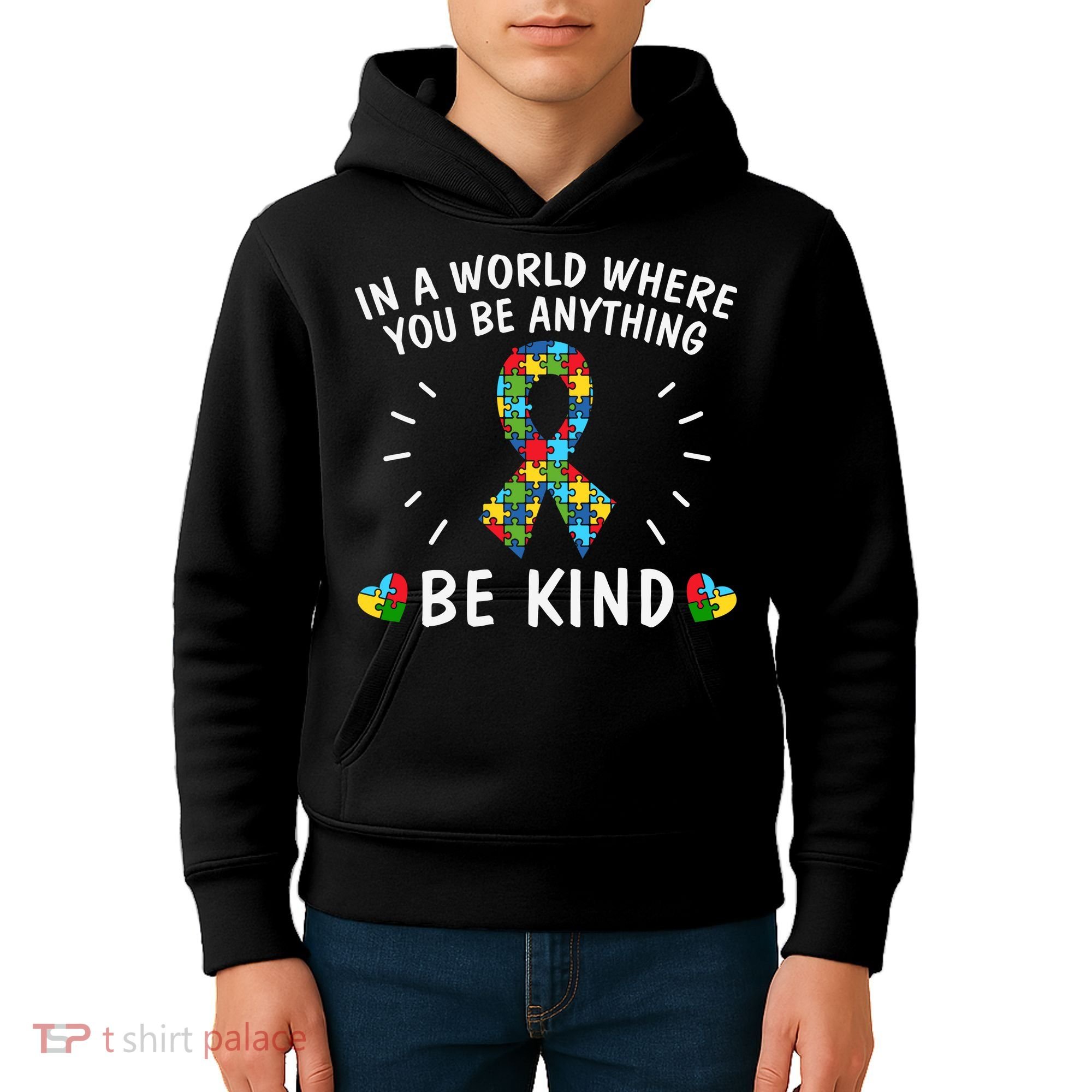 Be Kind Motivational Autism Awareness Slogan Autism Puzzle Message Kids Hoodie