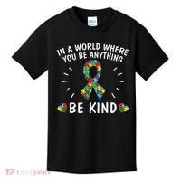 Be Kind Motivational Autism Awareness Slogan Autism Puzzle Message Kids T-Shirt thumb 0