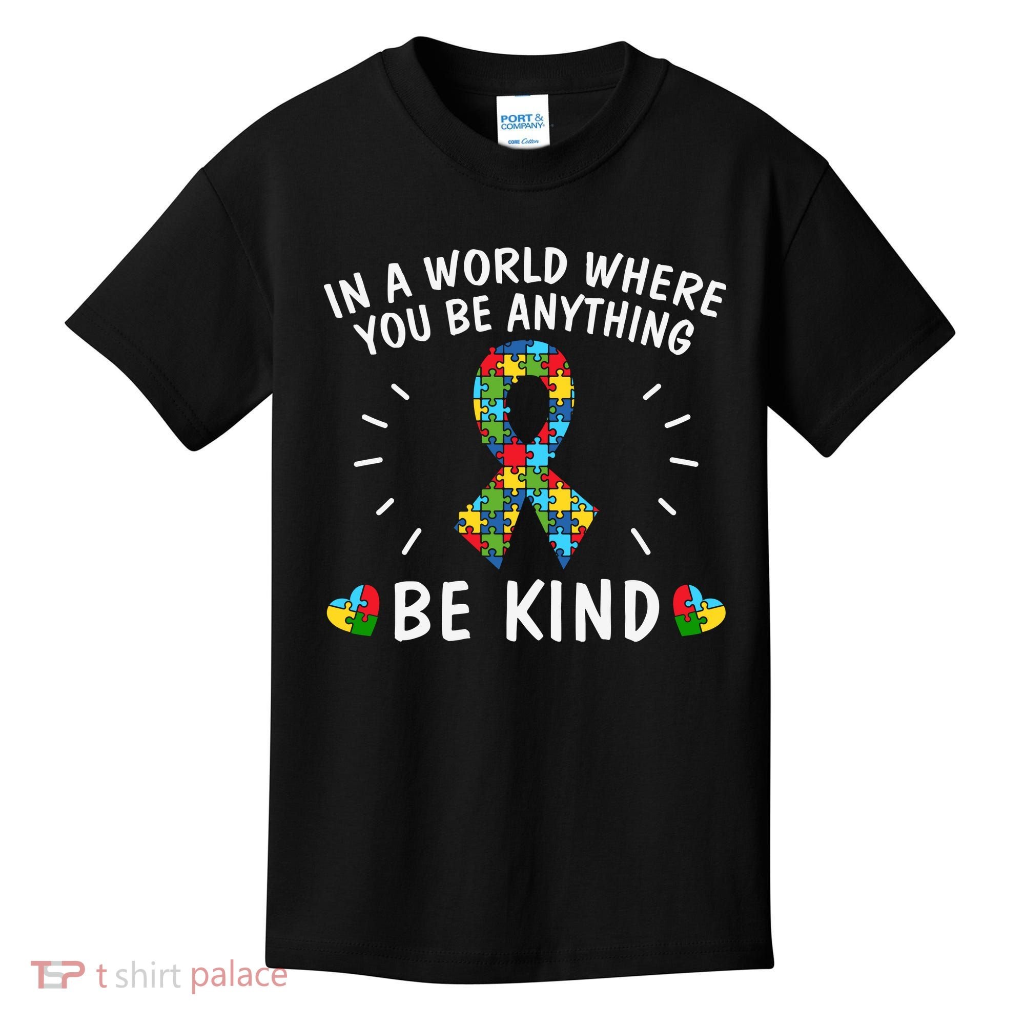 Be Kind Motivational Autism Awareness Slogan Autism Puzzle Message Kids T-Shirt