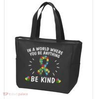 Be Kind Motivational Autism Awareness Slogan Autism Puzzle Message Tote Bag thumb 3