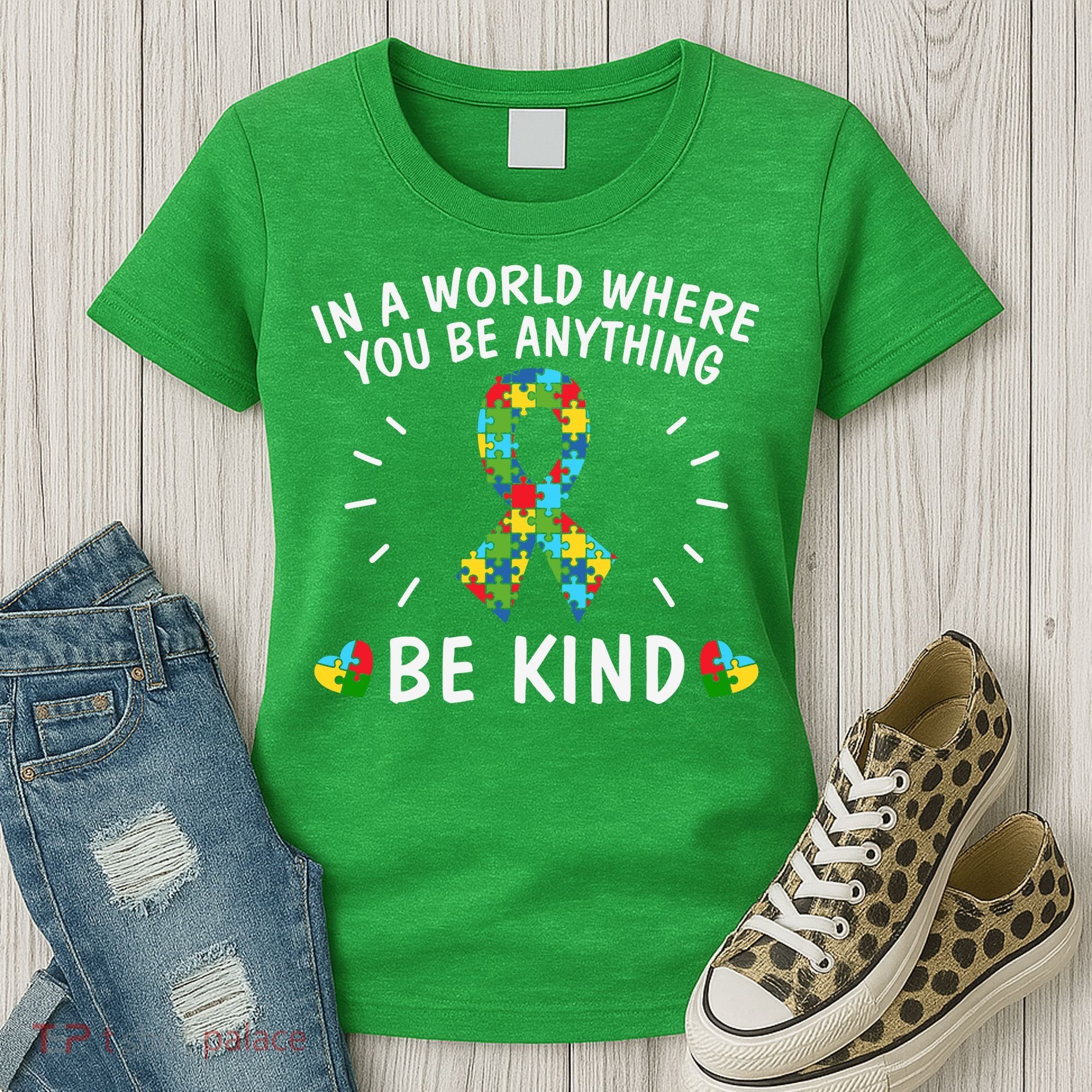 Be Kind Motivational Autism Awareness Slogan Autism Puzzle Message Women's T-Shirt