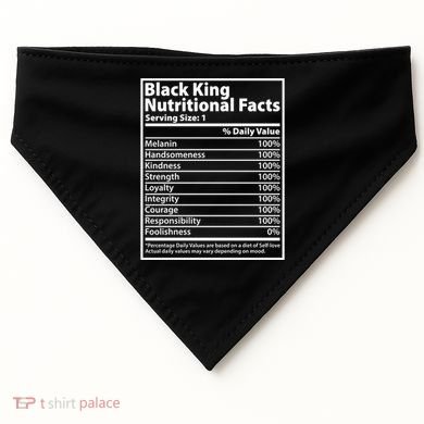Black King Nutritional Facts Black History Pride USA-Made Doggie Bandana