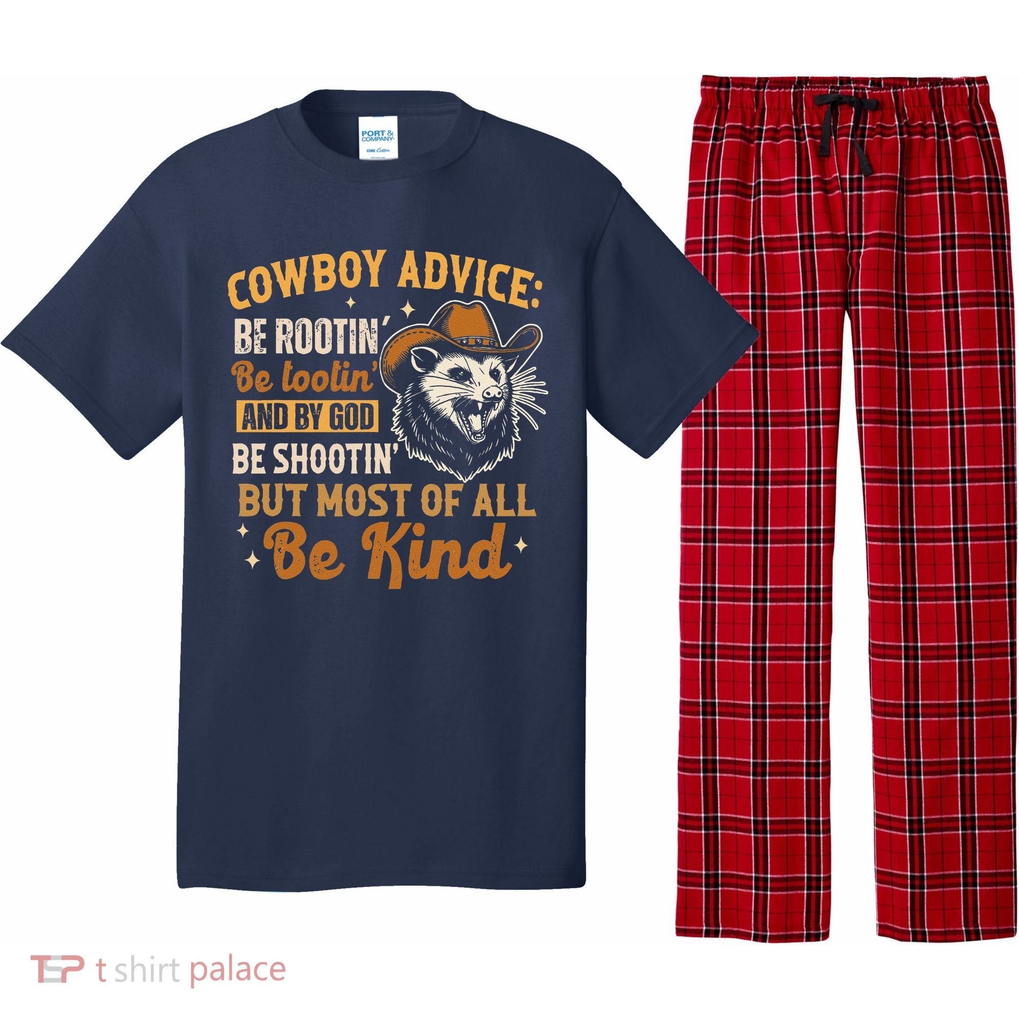 Be Kind Opossum Cow Advice Rootin Tootin Possum Lover Pajama Set