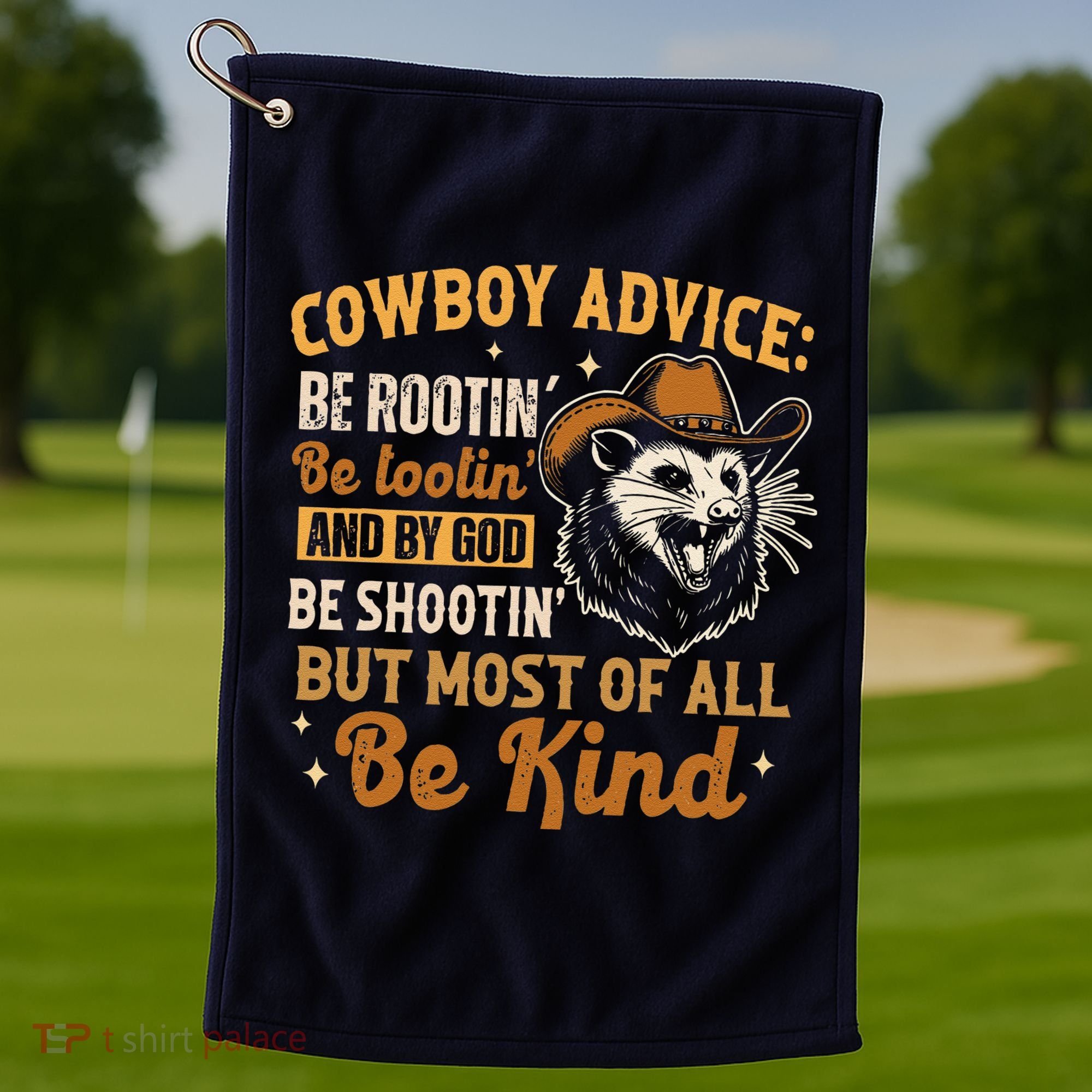 Be Kind Opossum Cow Advice Rootin Tootin Possum Lover Golf Towel