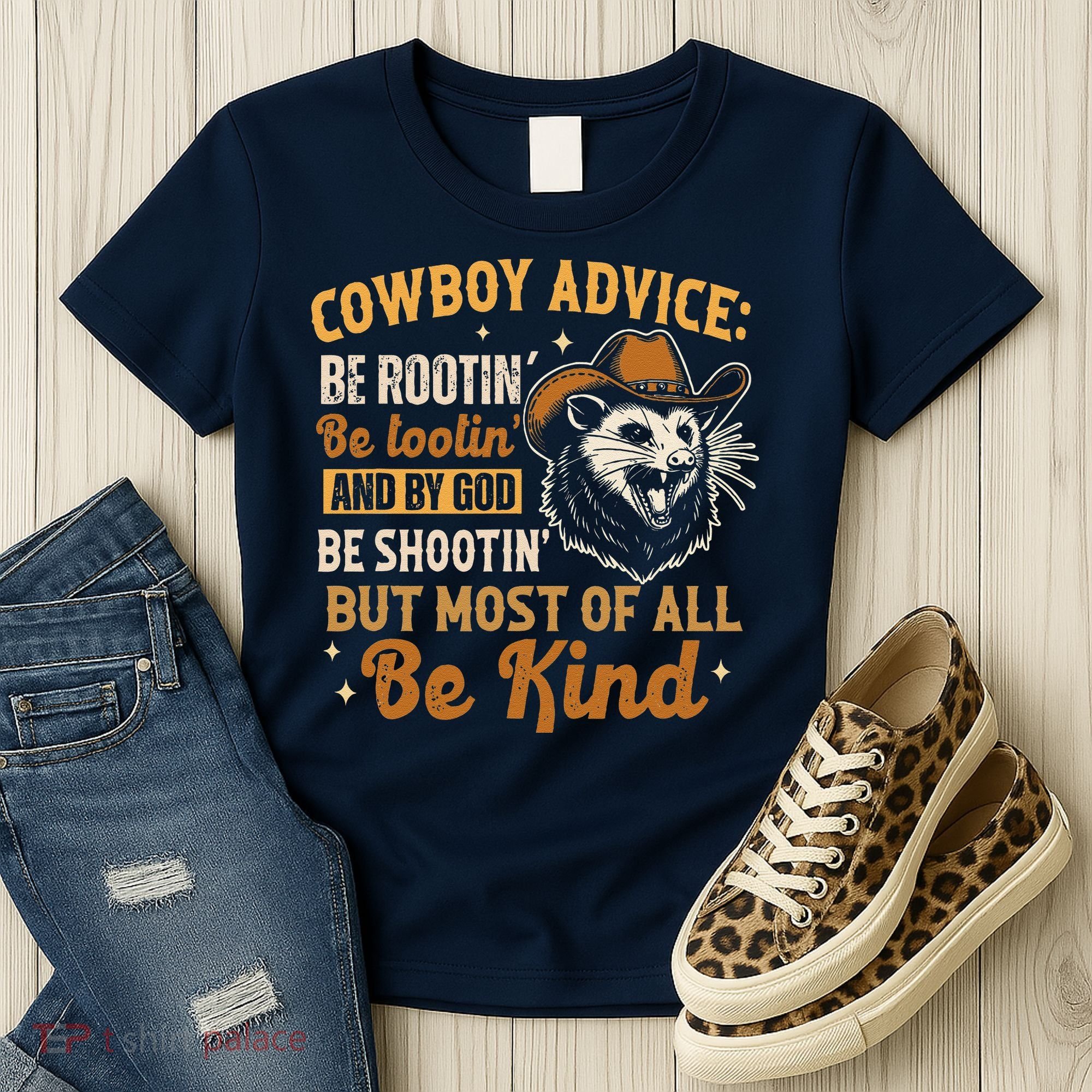 Be Kind Opossum Cow Advice Rootin Tootin Possum Lover Women's T-Shirt