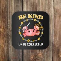 Be Kind Or Be Corrected Funny Crab Meme 1 Coaster thumb 0