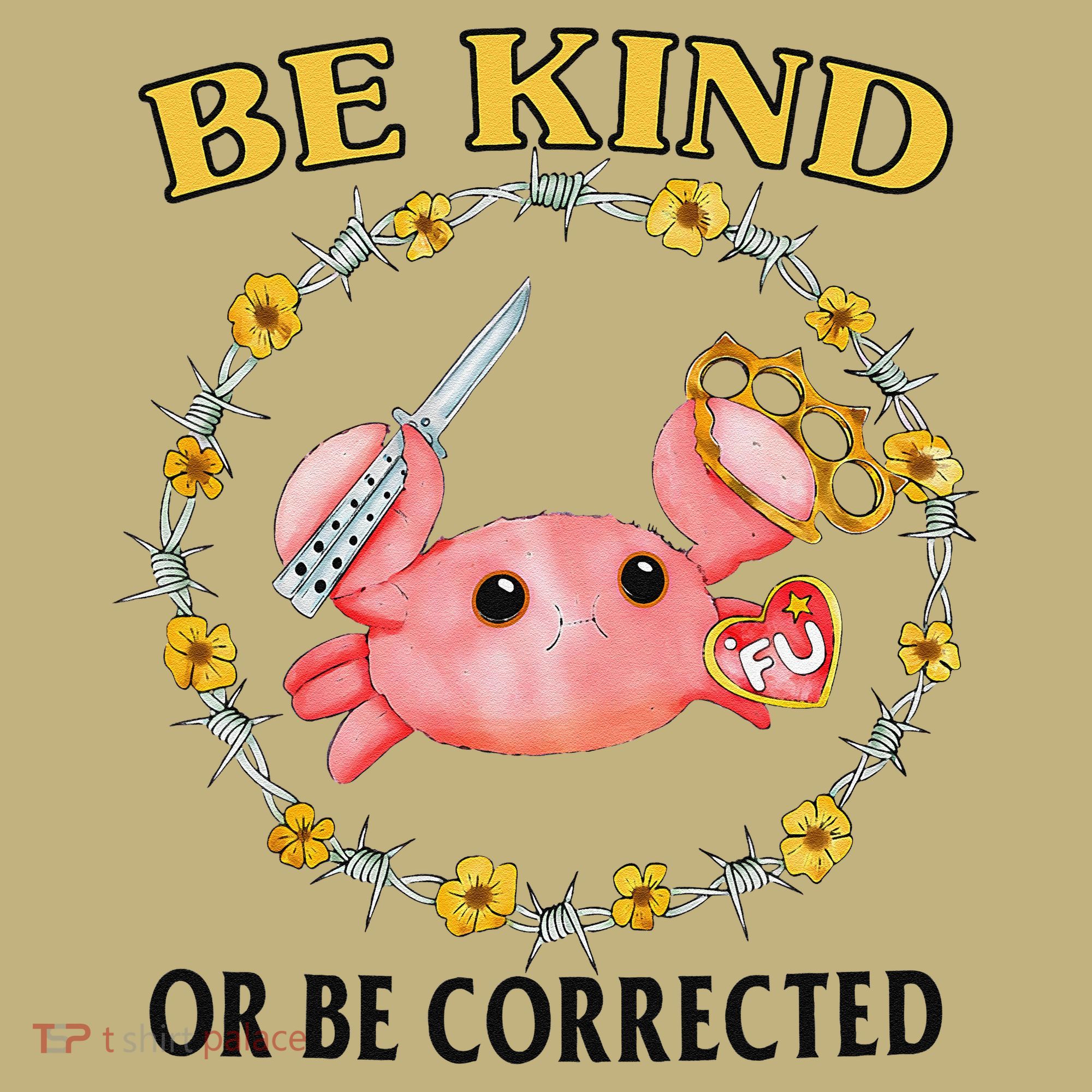 Be Kind Or Be Corrected Funny Crab Meme Kids T-Shirt