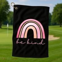 Be Kind Pink Rainbow Cute Gift Golf Towel thumb 1