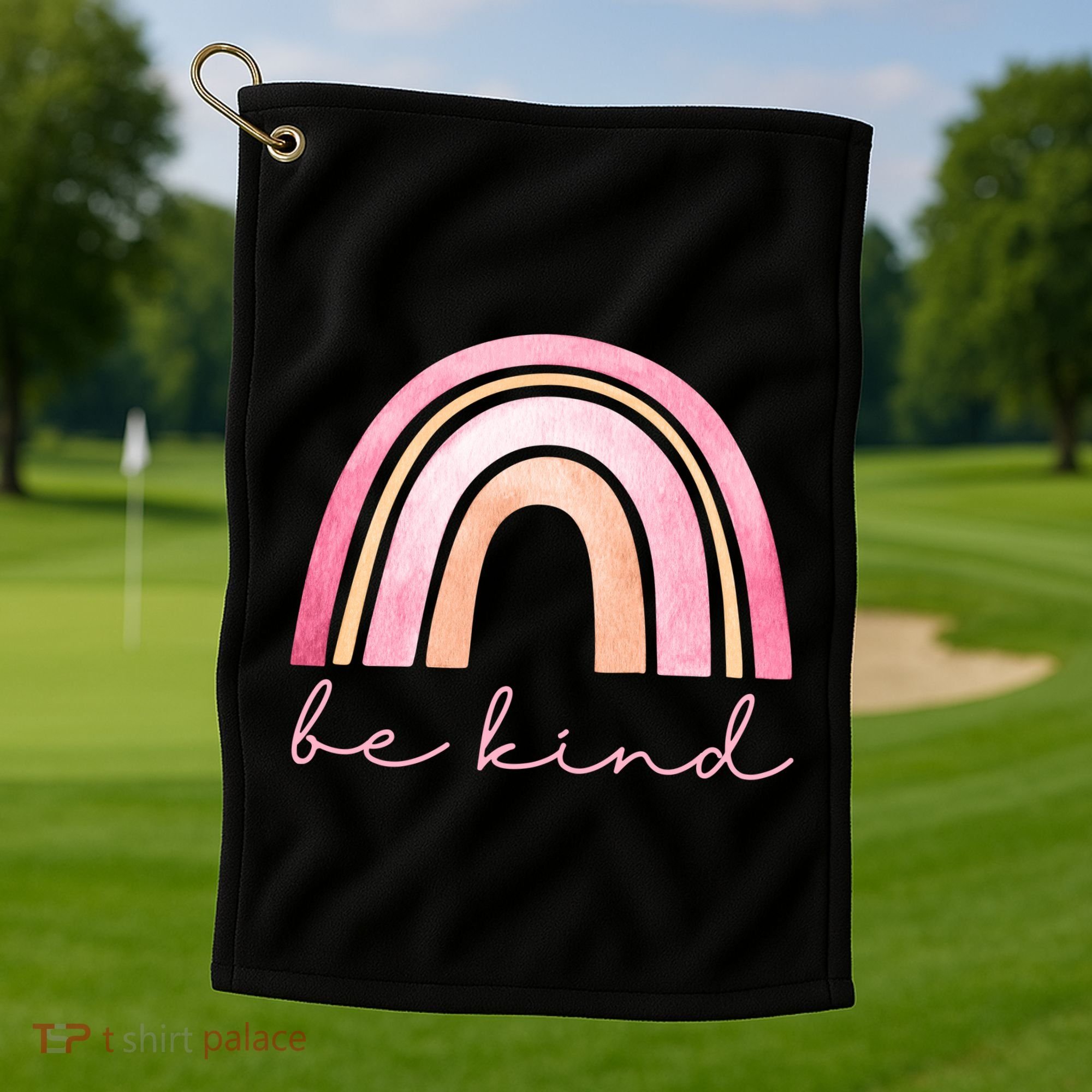 Be Kind Pink Rainbow Cute Gift Golf Towel