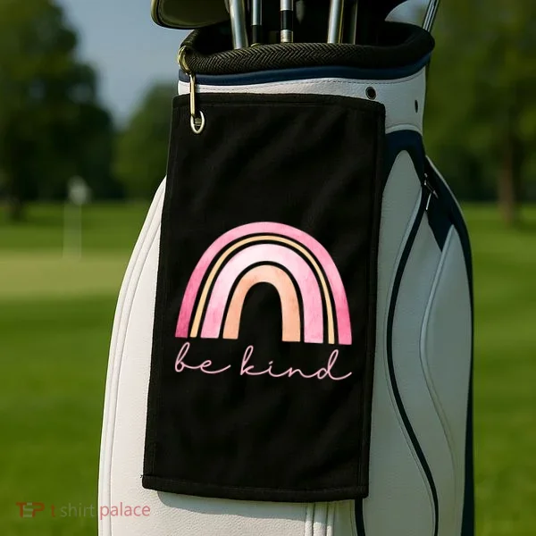 Be Kind Pink Rainbow Cute Gift Golf Towel