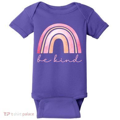 Be Kind Pink Rainbow Cute Gift Baby Bodysuit