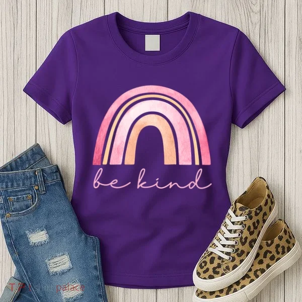Be Kind Pink Rainbow Cute Gift Women's T-Shirt