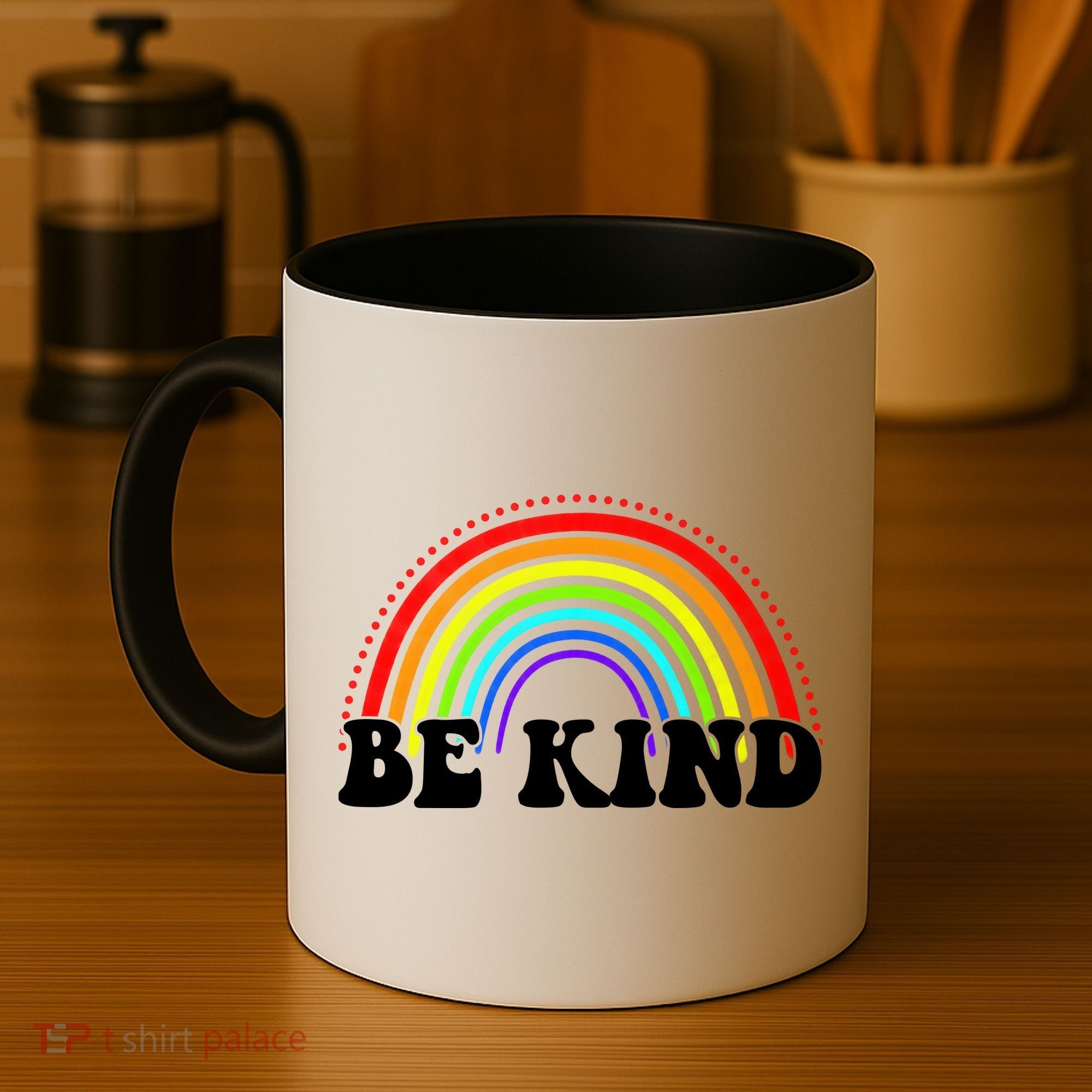 Be Kind Rainbow Positive Quote Coffee Mug