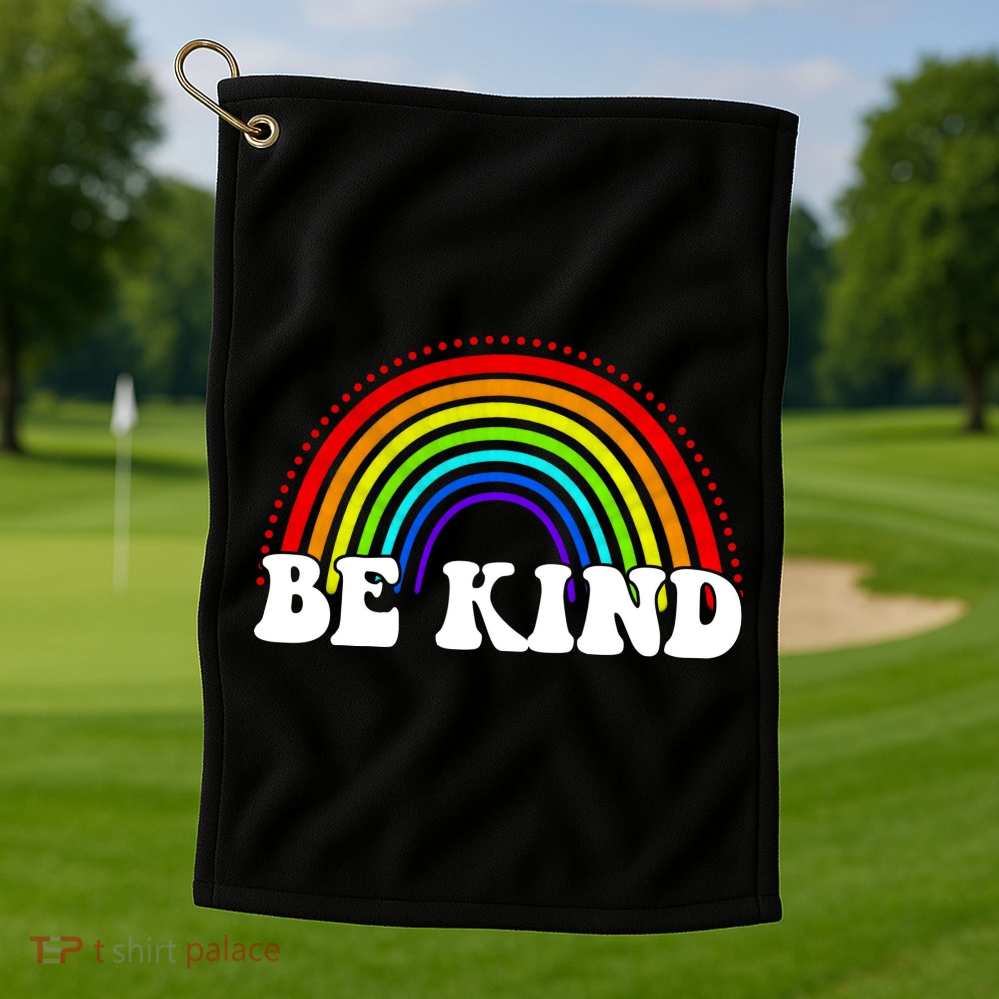Be Kind Rainbow Positive Quote Golf Towel