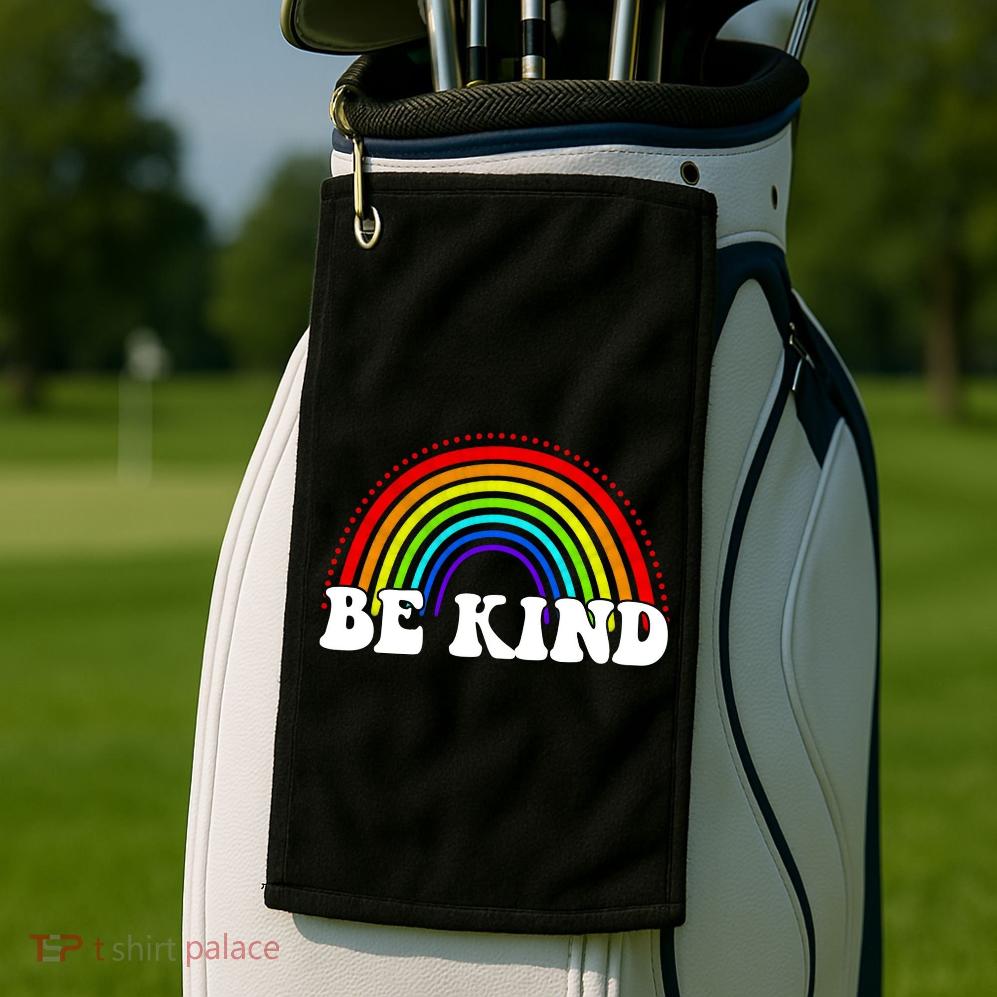 Be Kind Rainbow Positive Quote Golf Towel