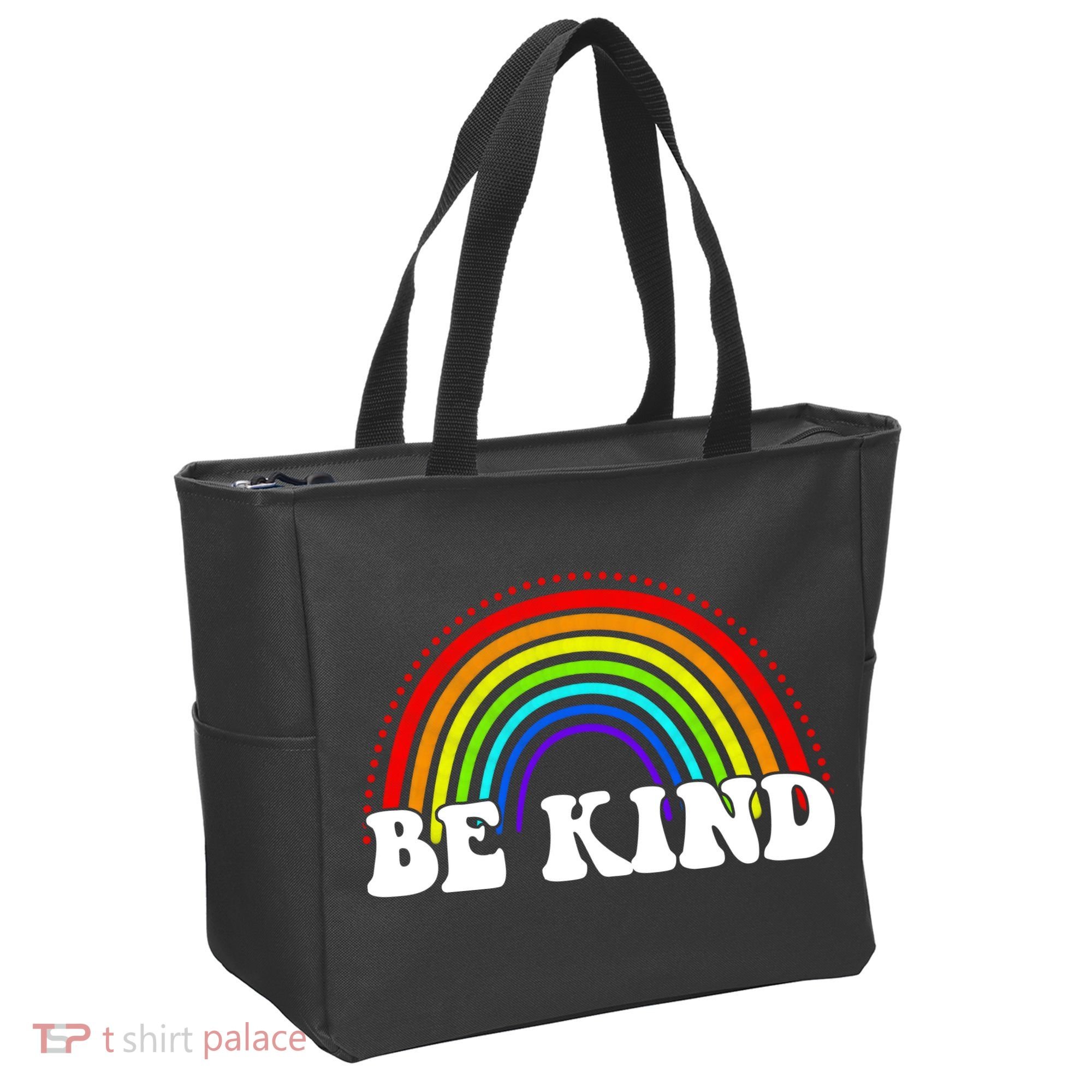 Be Kind Rainbow Positive Quote Tote Bag