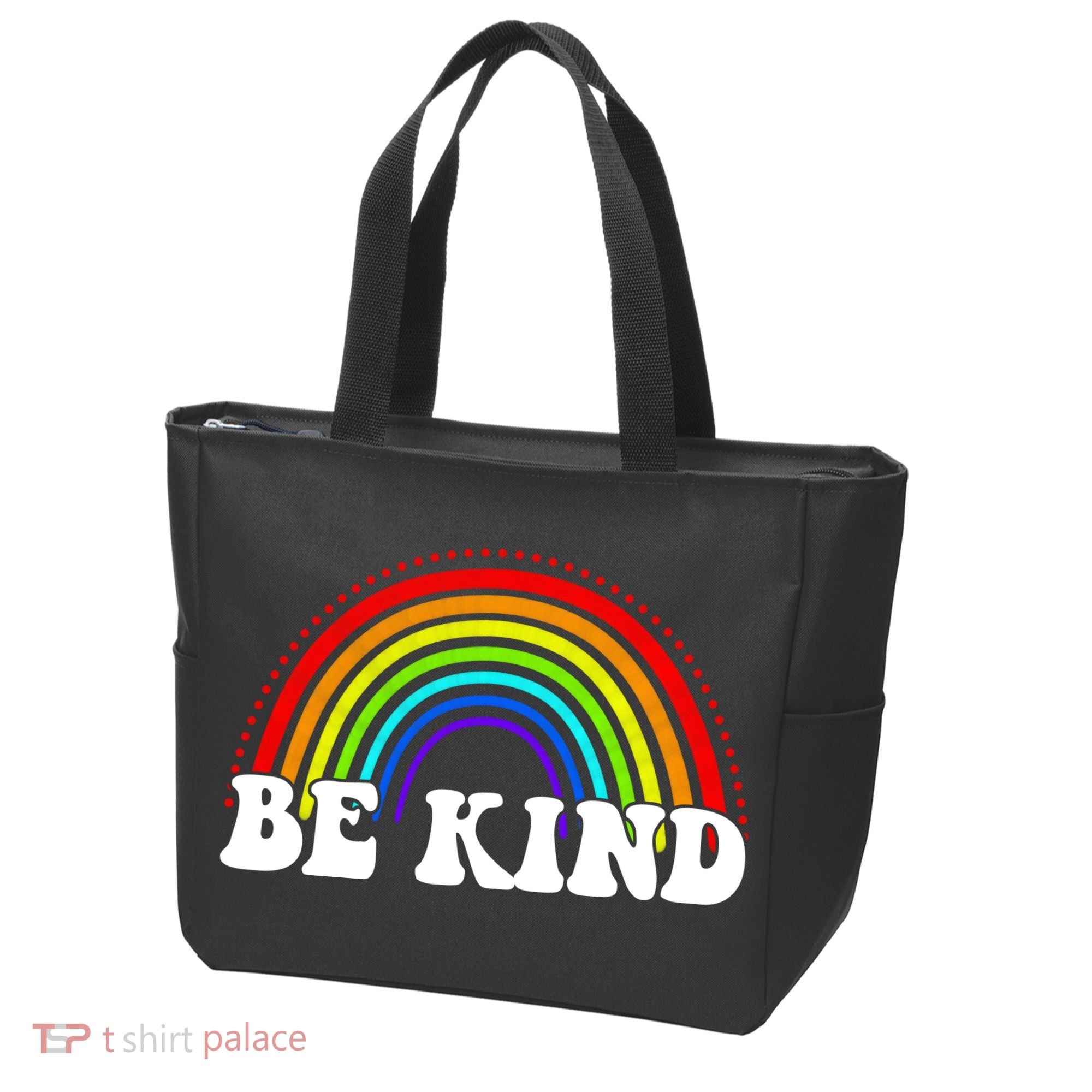Be Kind Rainbow Positive Quote Tote Bag