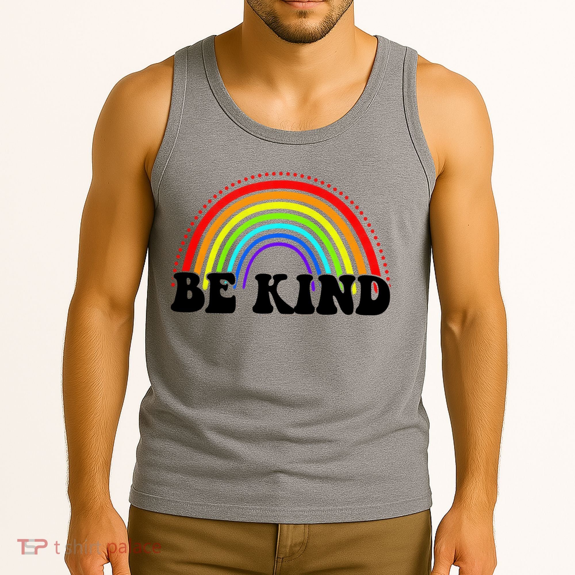 Be Kind Rainbow Positive Quote Tank Top