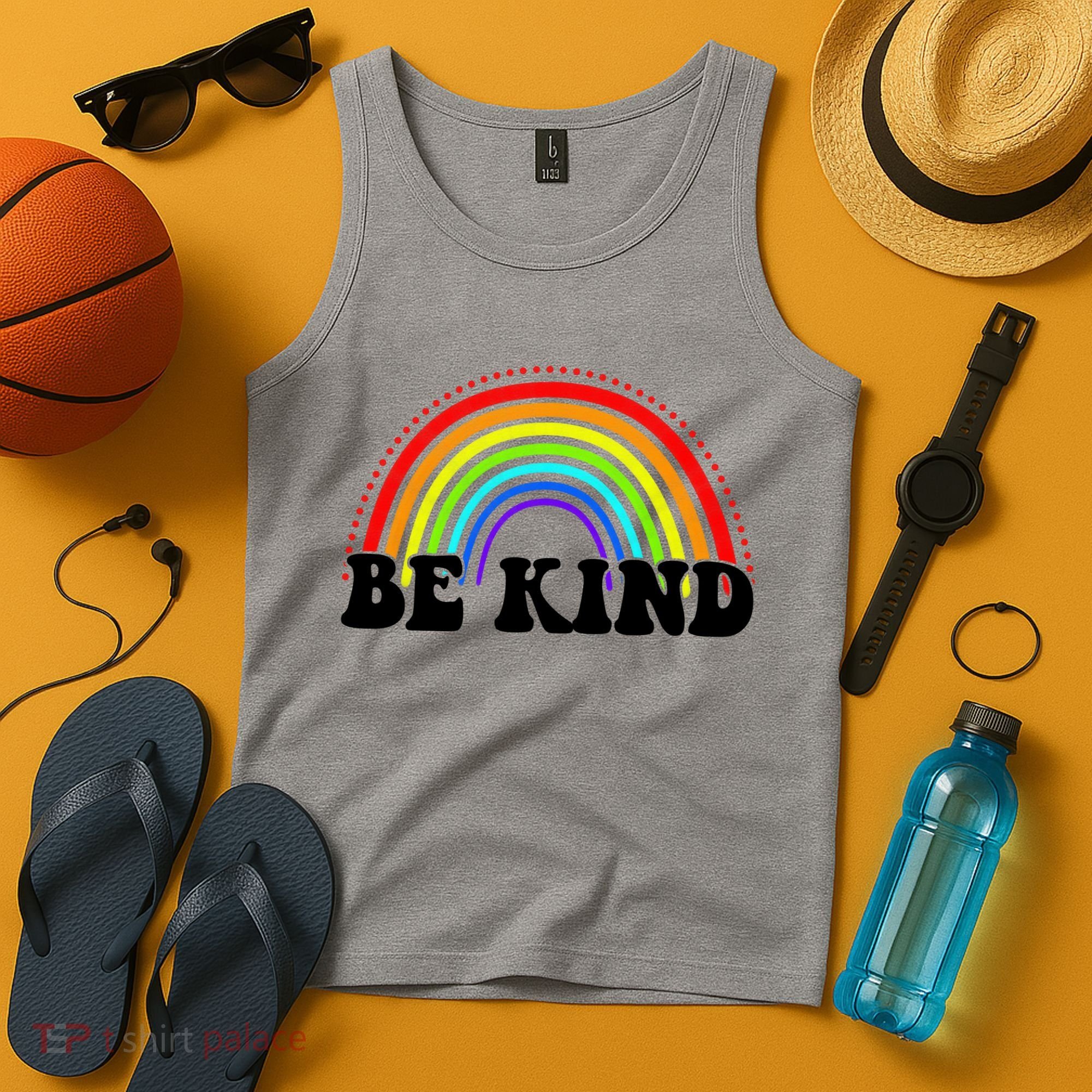 Be Kind Rainbow Positive Quote Tank Top