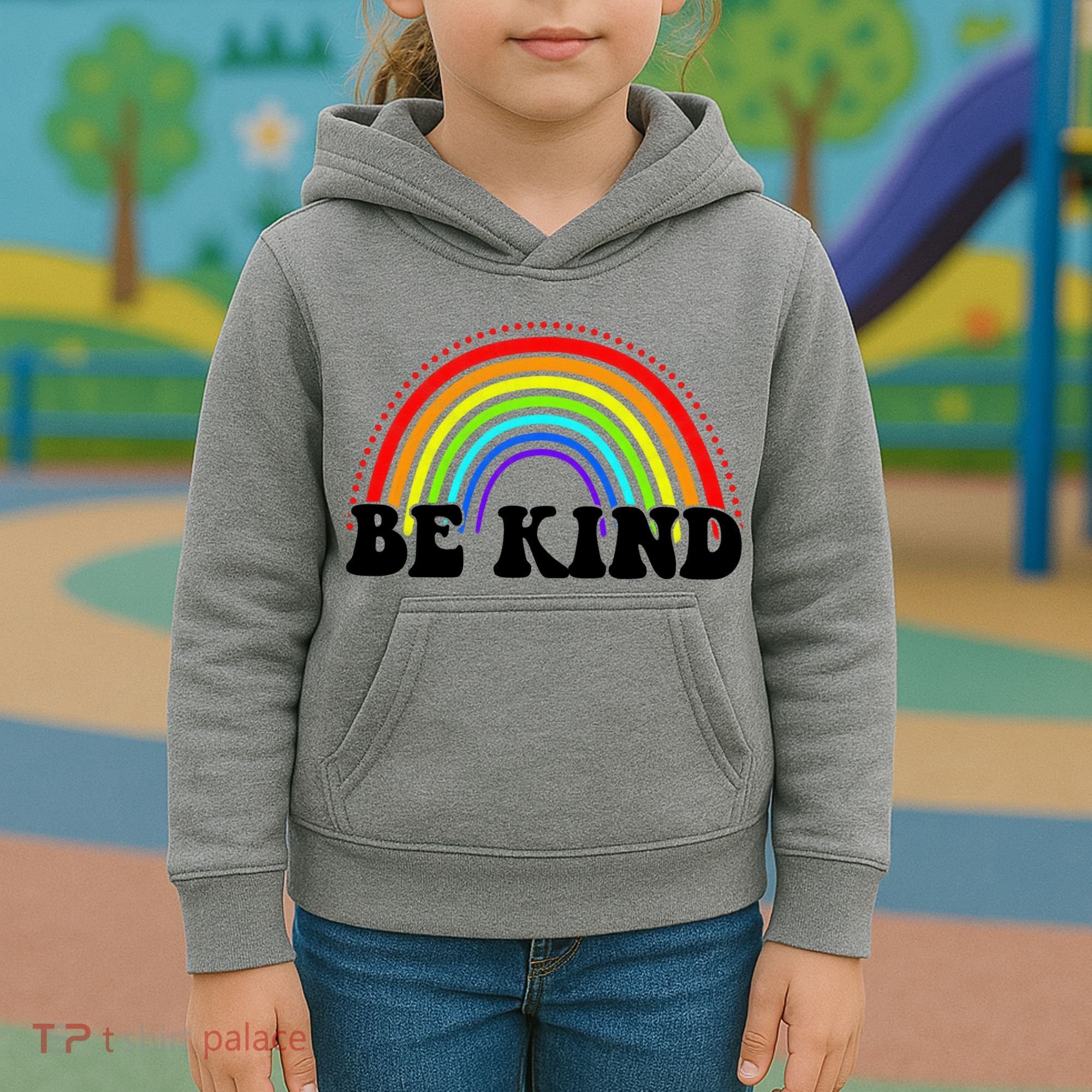 Be Kind Rainbow Positive Quote Kids Hoodie