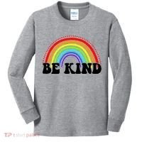 Be Kind Rainbow Positive Quote Kids Long Sleeve Shirt thumb 0