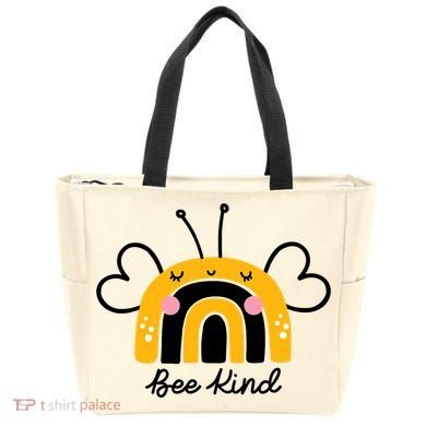 Bee Kind Rainbow Honey Bumble Bee Kindness Tote Bag