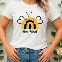 Bee Kind Rainbow Honey Bumble Bee Kindness Women's T-Shirt thumb 2