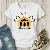 Bee Kind Rainbow Honey Bumble Bee Kindness Women's T-Shirt thumb 3