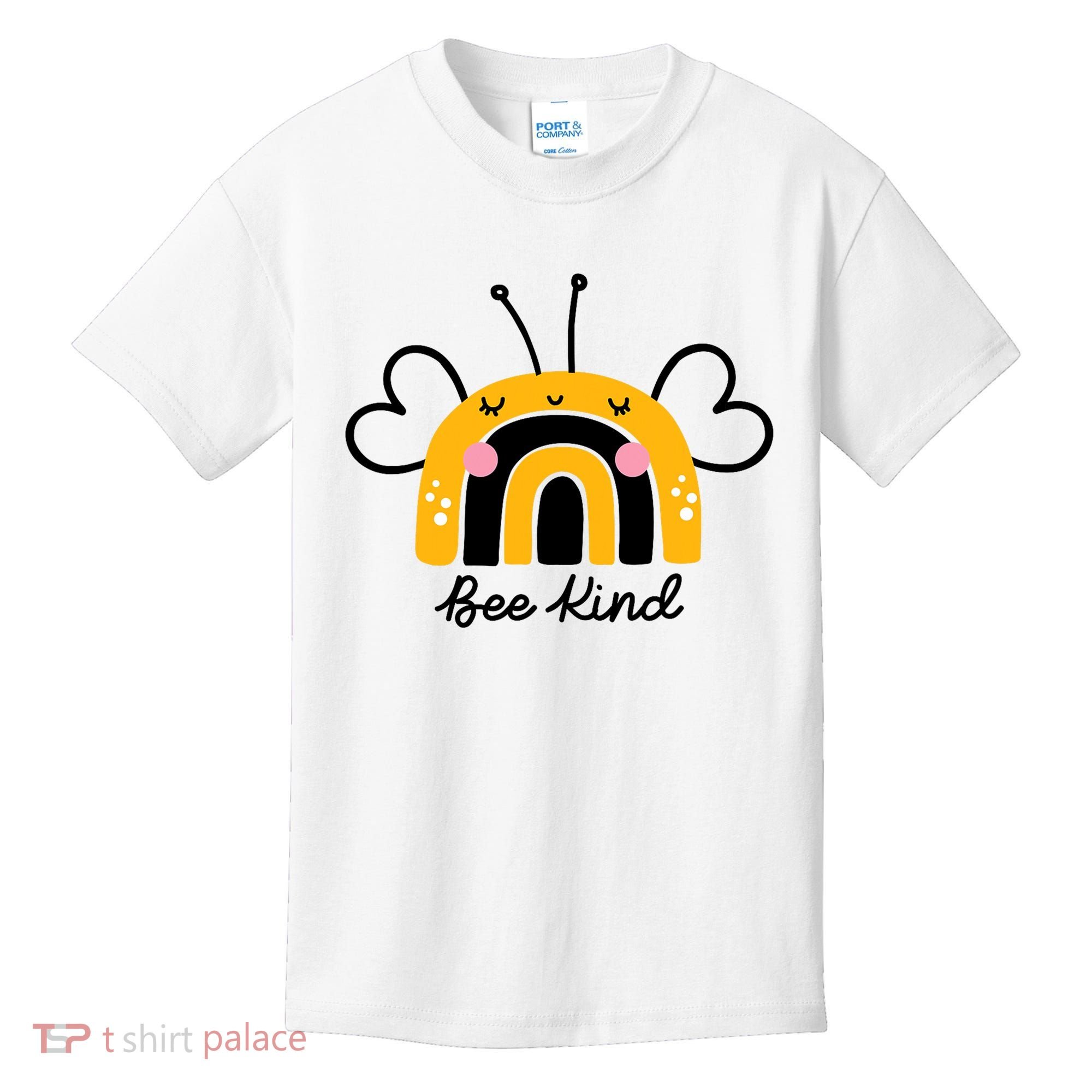 Bee Kind Rainbow Honey Bumble Bee Kindness Kids T-Shirt