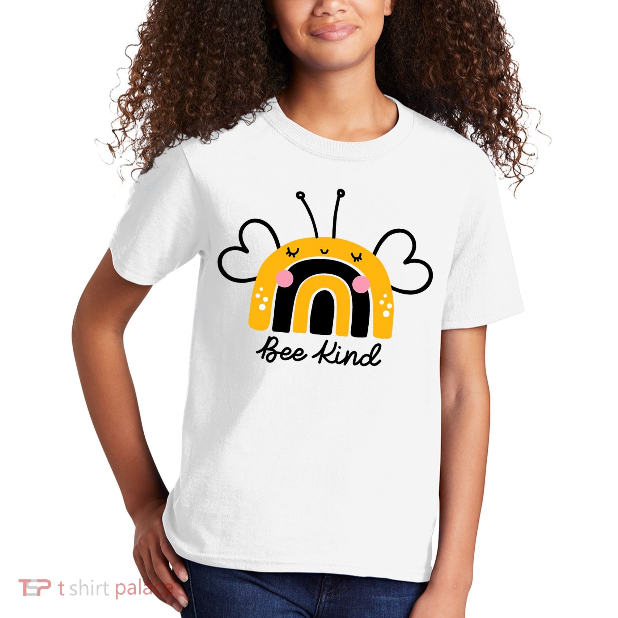 Bee Kind Rainbow Honey Bumble Bee Kindness Kids T-Shirt