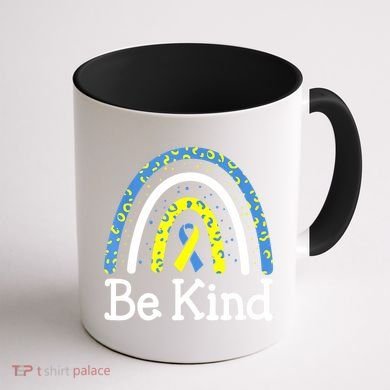 Be Kind Rainbow World Down Syndrome Awareness Day Coffee Mug back
